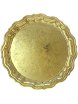 Круглый поднос для самовара желтый с фигурным краем и гравировкой, Кольчугино фото 1 — Samovars.ru